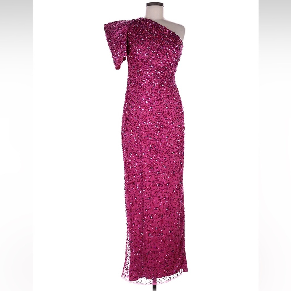 Mac Duggal One-Shoulder Fuchsia Gown